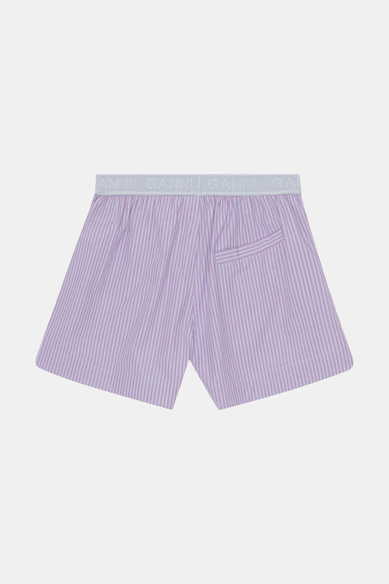 Stripe Cotton Elastic Shorts, Cotton, in colour Forever Blue - 2 - GANNI