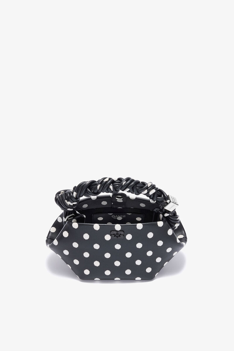 Polka-Dot Mini Bou Bag, Recycled Leather, in colour Black - 3 - GANNI