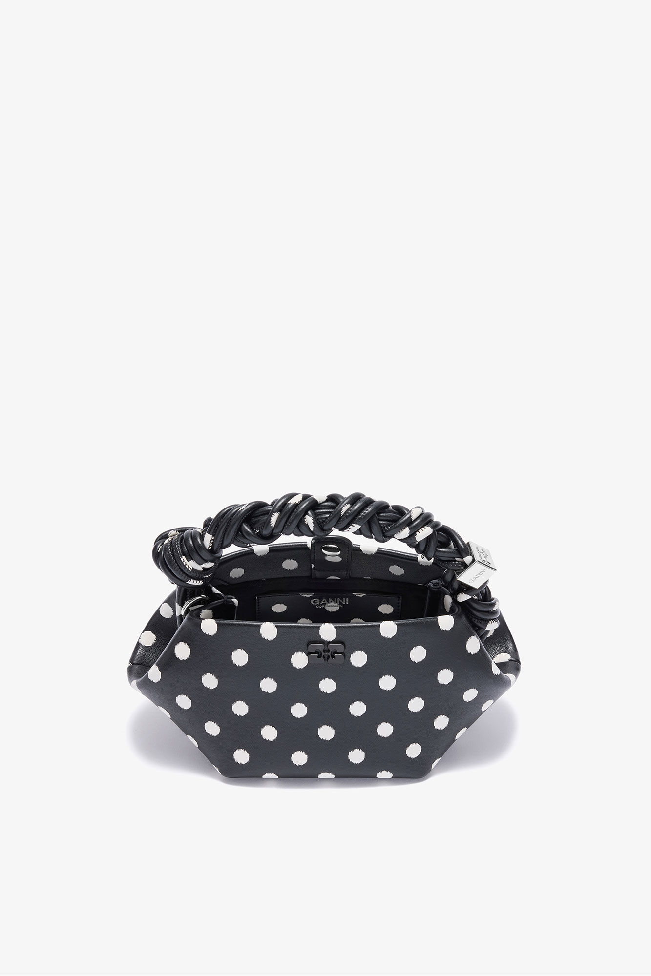 Polka-Dot Mini Bou Bag, Recycled Leather, in colour Black - 3 - GANNI