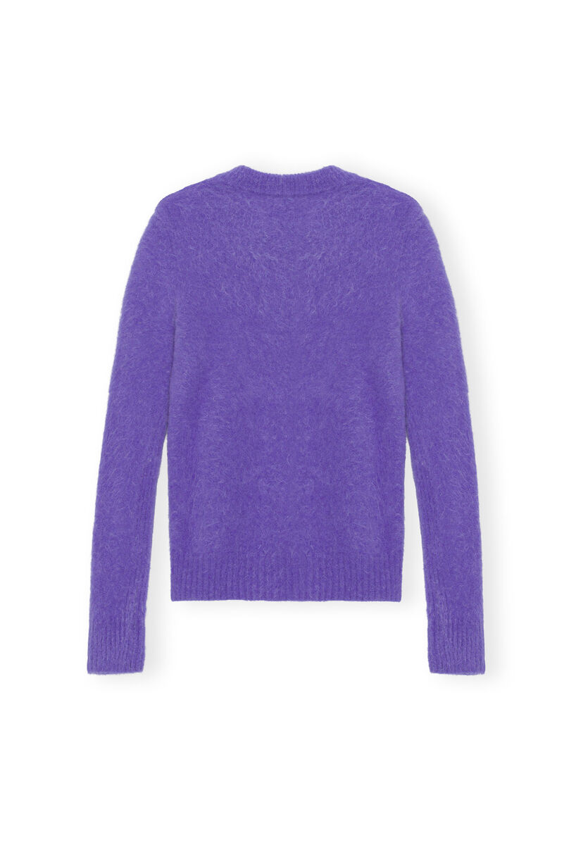 Purple Brushed Alpaca O-Neck Sweater, Alpaca, in colour Simply Purple - 2 - GANNI