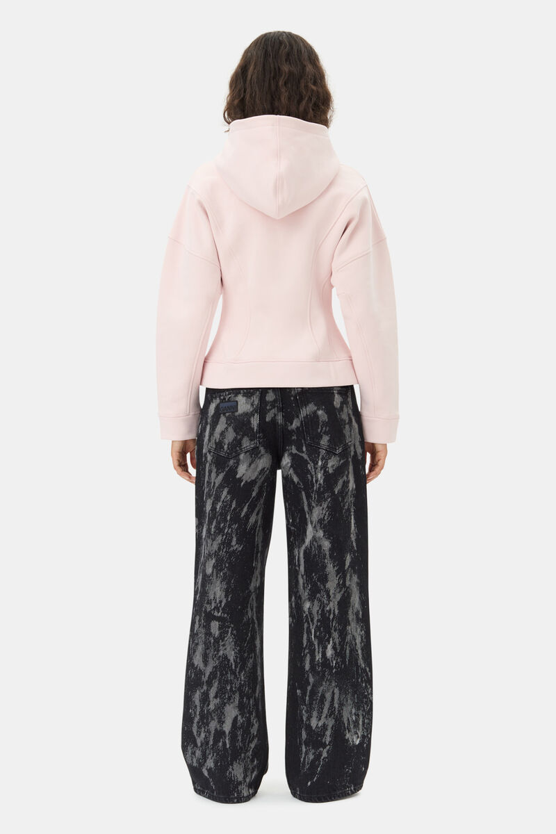 Pink Fleece Zip Hoodie, Cotton, in colour Chalk Pink - 4 - GANNI