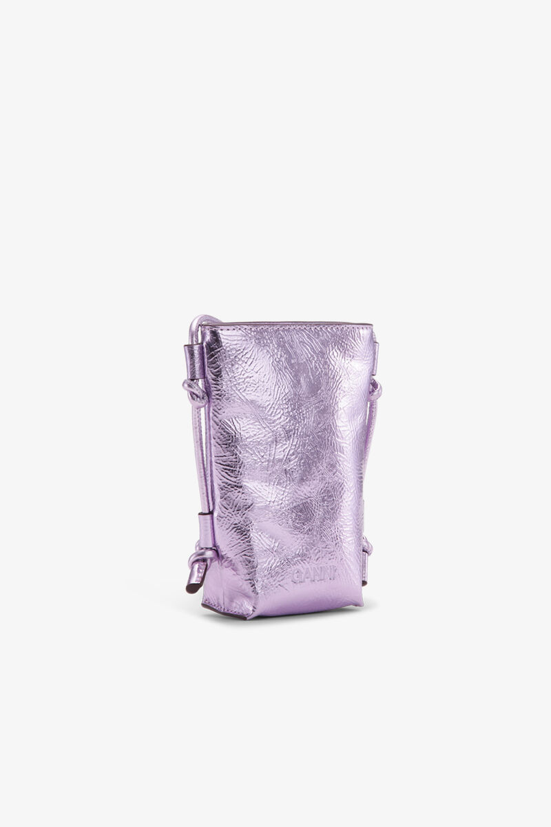 Pink Metallic GANNI Bou Crossbody Bag, Polyester, in colour Pink Lavender - 2 - GANNI