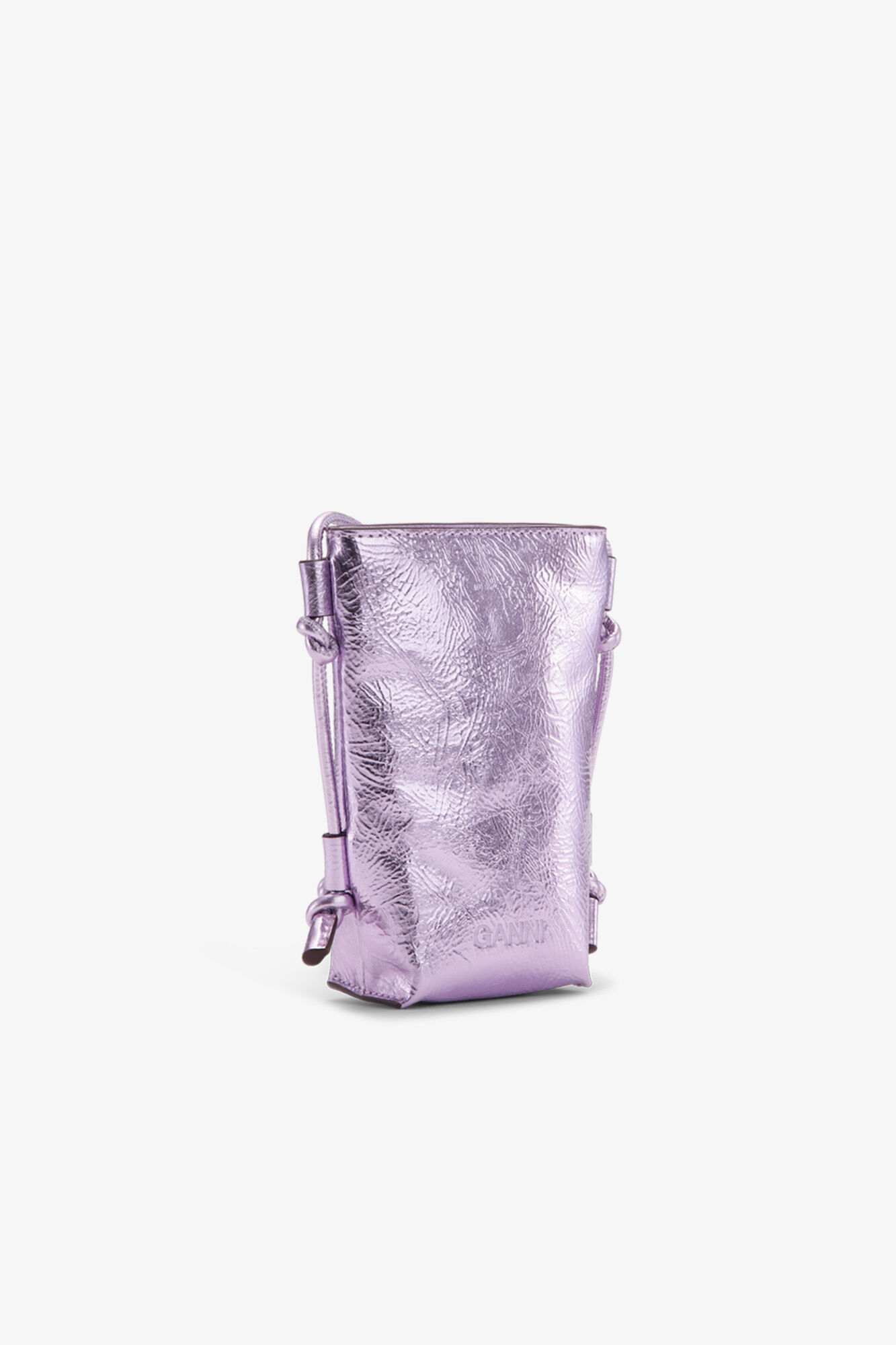 Pink Metallic GANNI Bou Crossbody Bag, Polyester, in colour Pink Lavender - 2 - GANNI