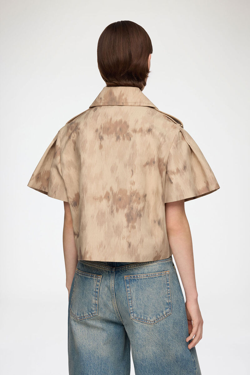 Jacket in Printed Cotton, Organic Cotton, in colour Warm Sand - 3 - GANNI