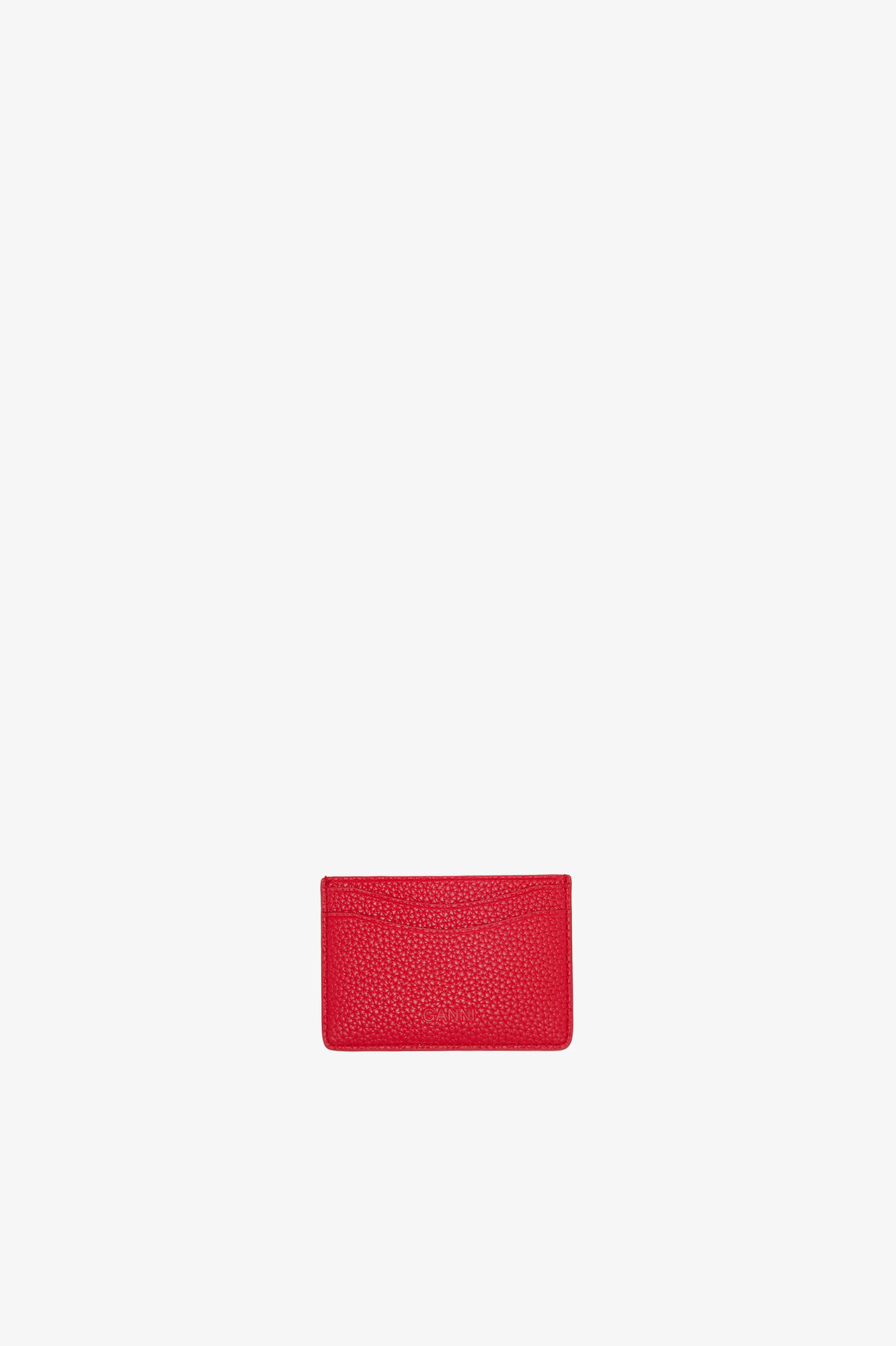 Bou Kartenetui aus Leder mit Narbe in Rot, Recycled Polyester, in colour Goji Berry - 2 - GANNI
