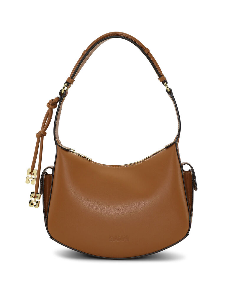 Brown GANNI Swing Shoulder Bag, Polyester, in colour Caramel Café - 1 - GANNI