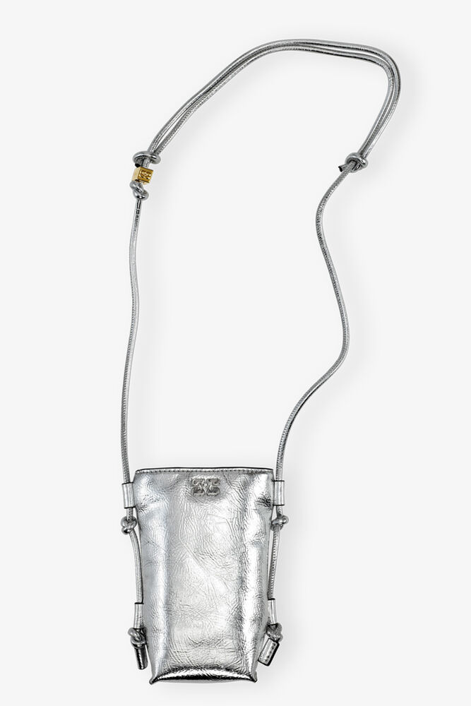Silver Metallic GANNI Bou Crossbody Bag, Silver
