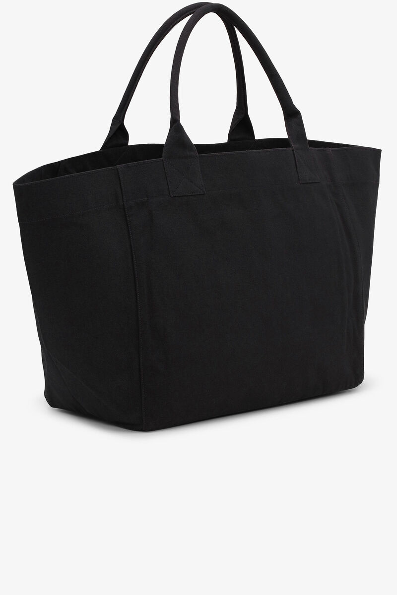 Black XXL Banana Print Tote, Recycled Cotton, in colour Black - 2 - GANNI
