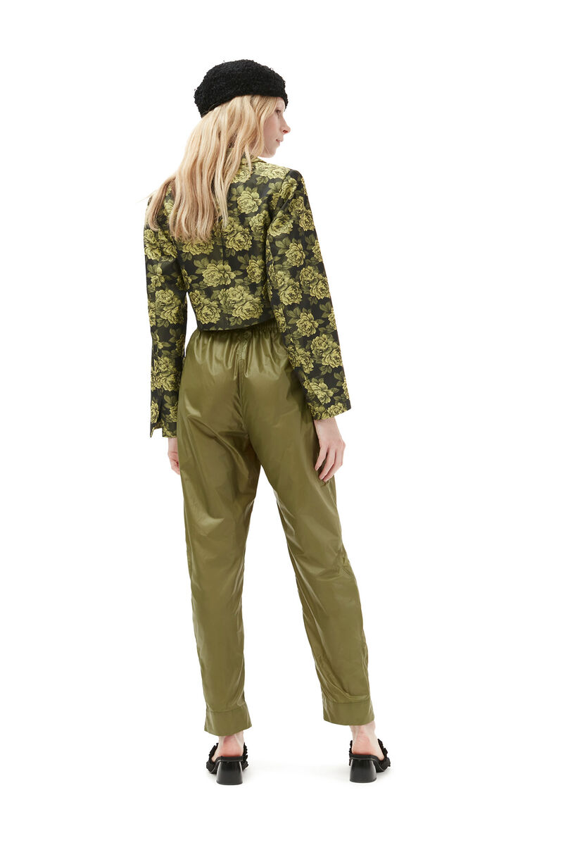 Shiny Quilt Elasticated Pants, Nylon, in colour Spaghnum - 5 - GANNI