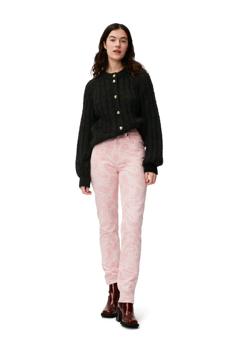 Cable Cardigan, Merino Wool, in colour Black - 4 - GANNI