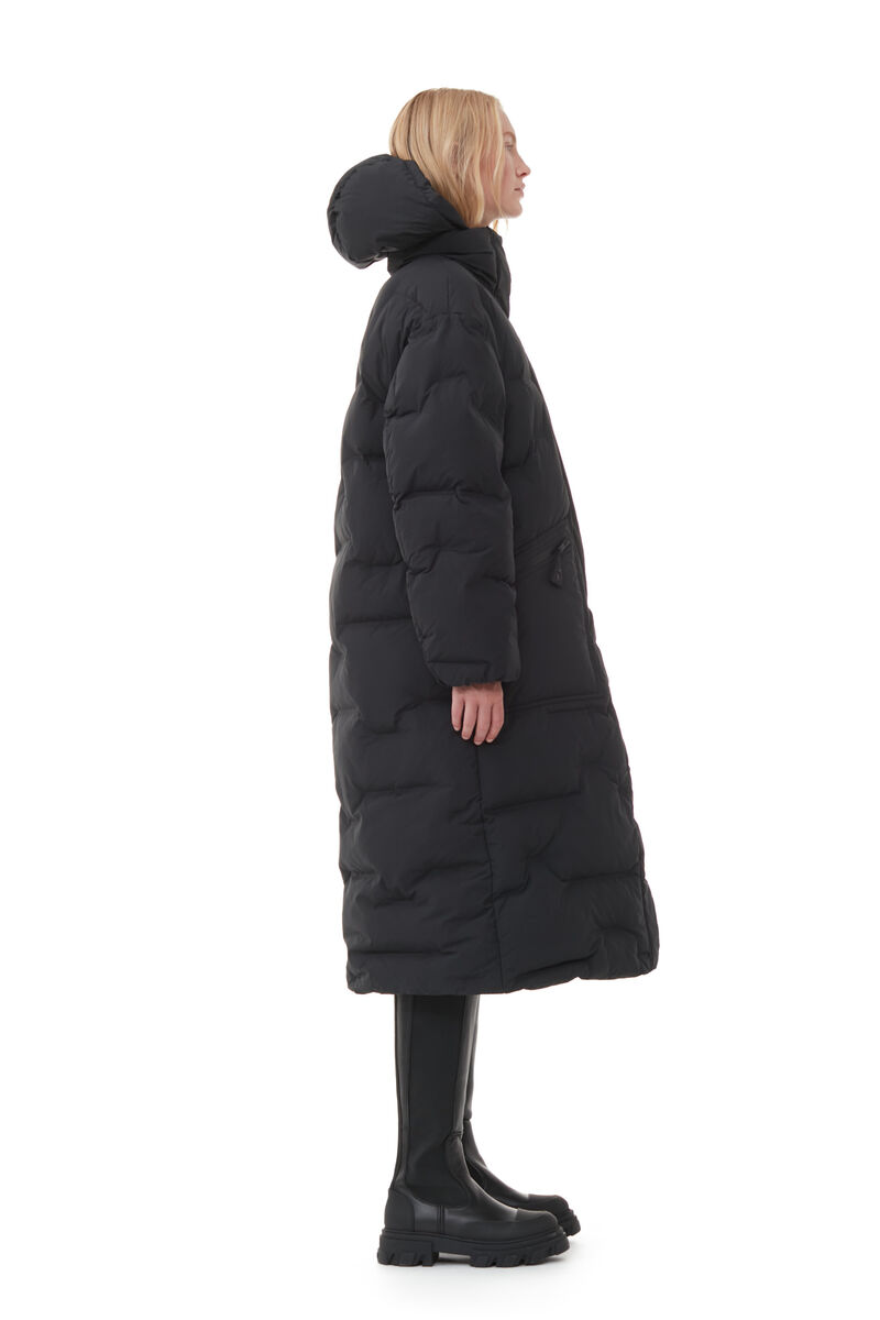 Black Oversized Soft Puffer Coat , Recycled Polyester, in colour Black - 3 - GANNI