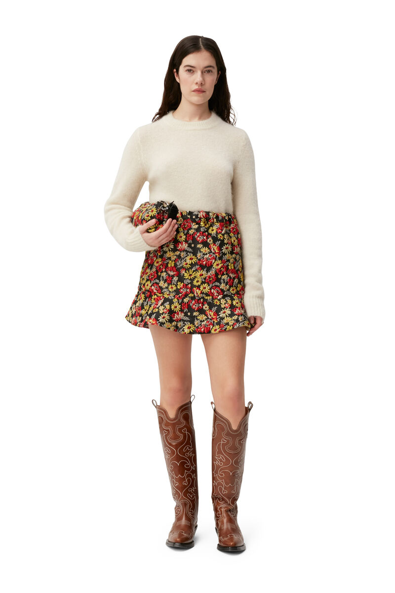 3D Jacquard Mini Skirt, Polyamide, in colour Meadow Black - 1 - GANNI