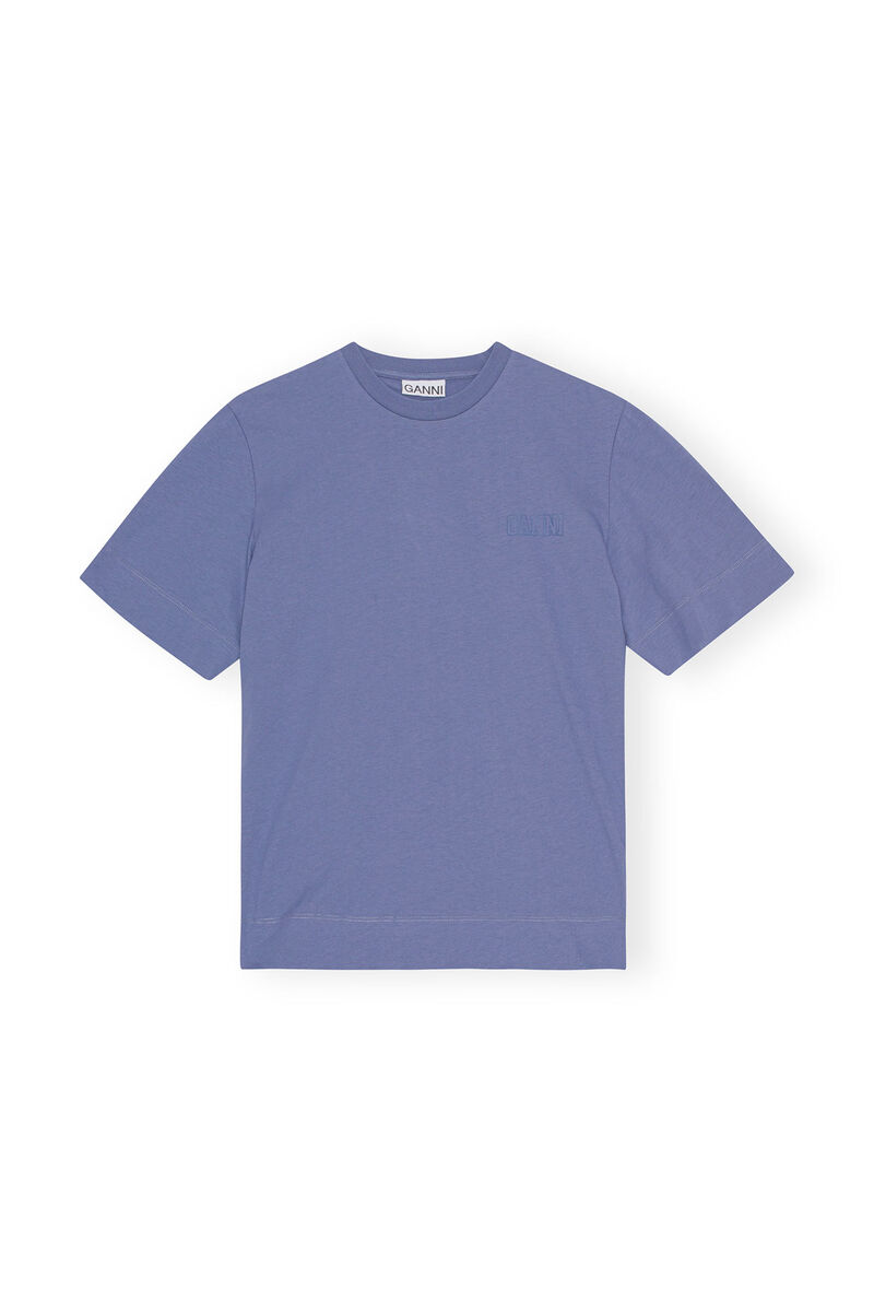 T-shirt med o-ringning, in colour Gray Blue - 1 - GANNI