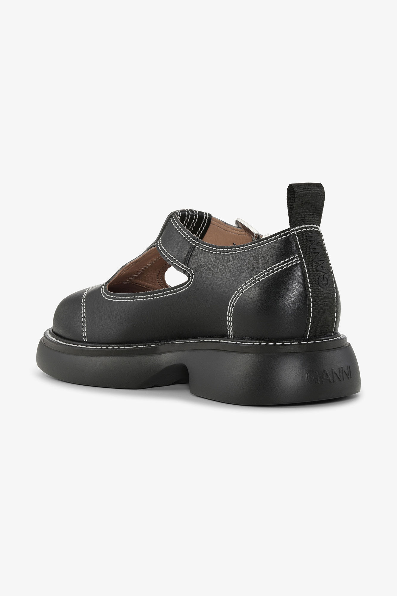 Chaussures EVA Mary Jane noires à boucle Everyday, Cotton, in colour Black - 2 - GANNI