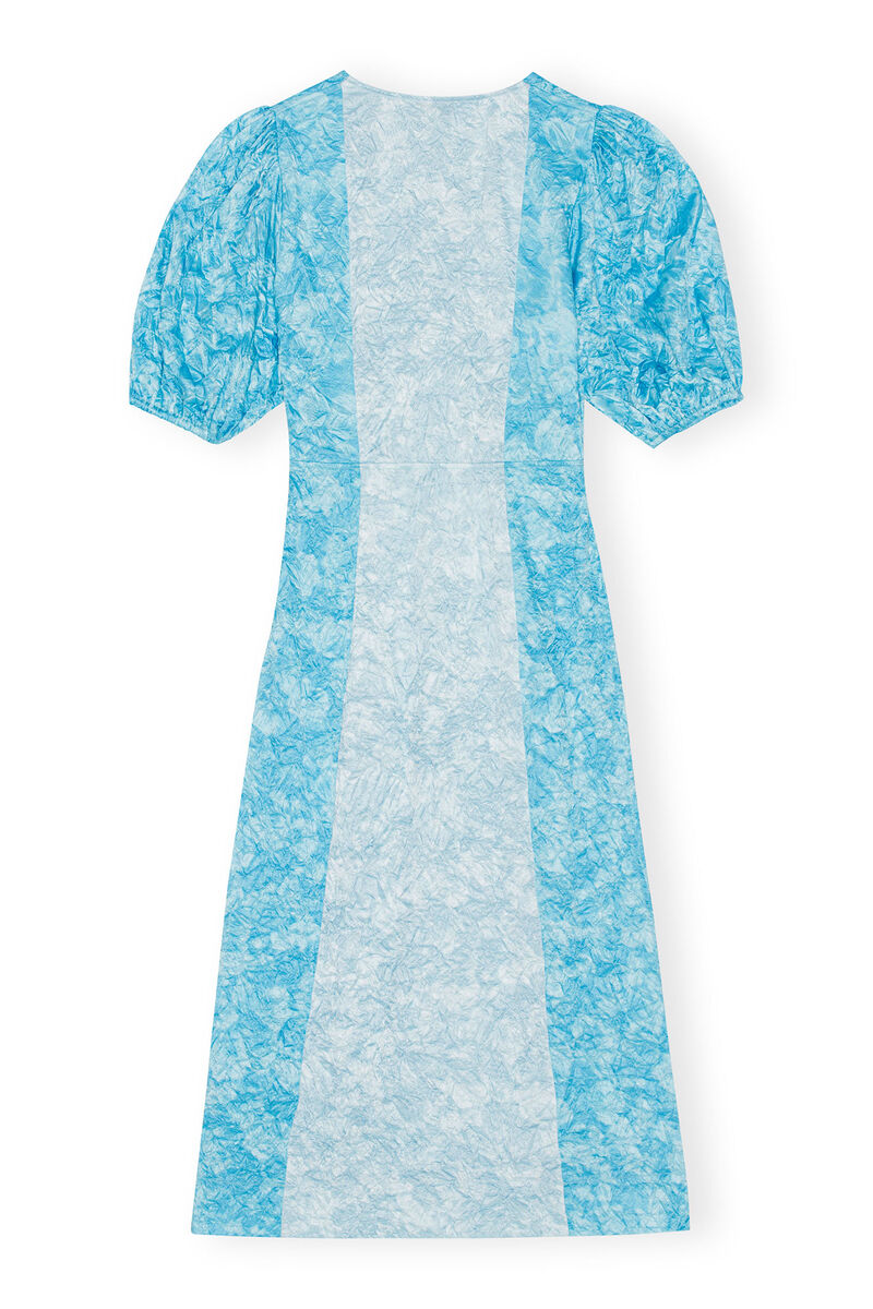 Crinkled Satin Midi Dress, Elastane, in colour Ethereal Blue - 2 - GANNI