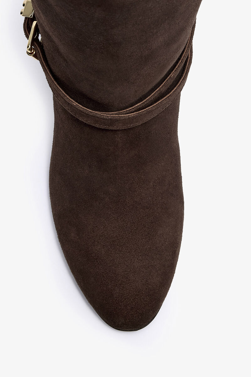 Kat High Boot in Brown Suede, Recycled Leather, in colour Chicory Coffee - 3 - GANNI