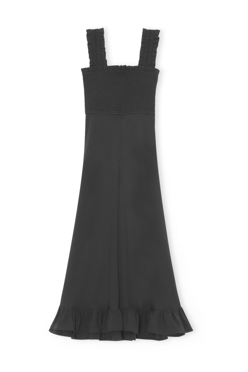 Heavy Crepe Maxi Dress, Elastane, in colour Black - 1 - GANNI