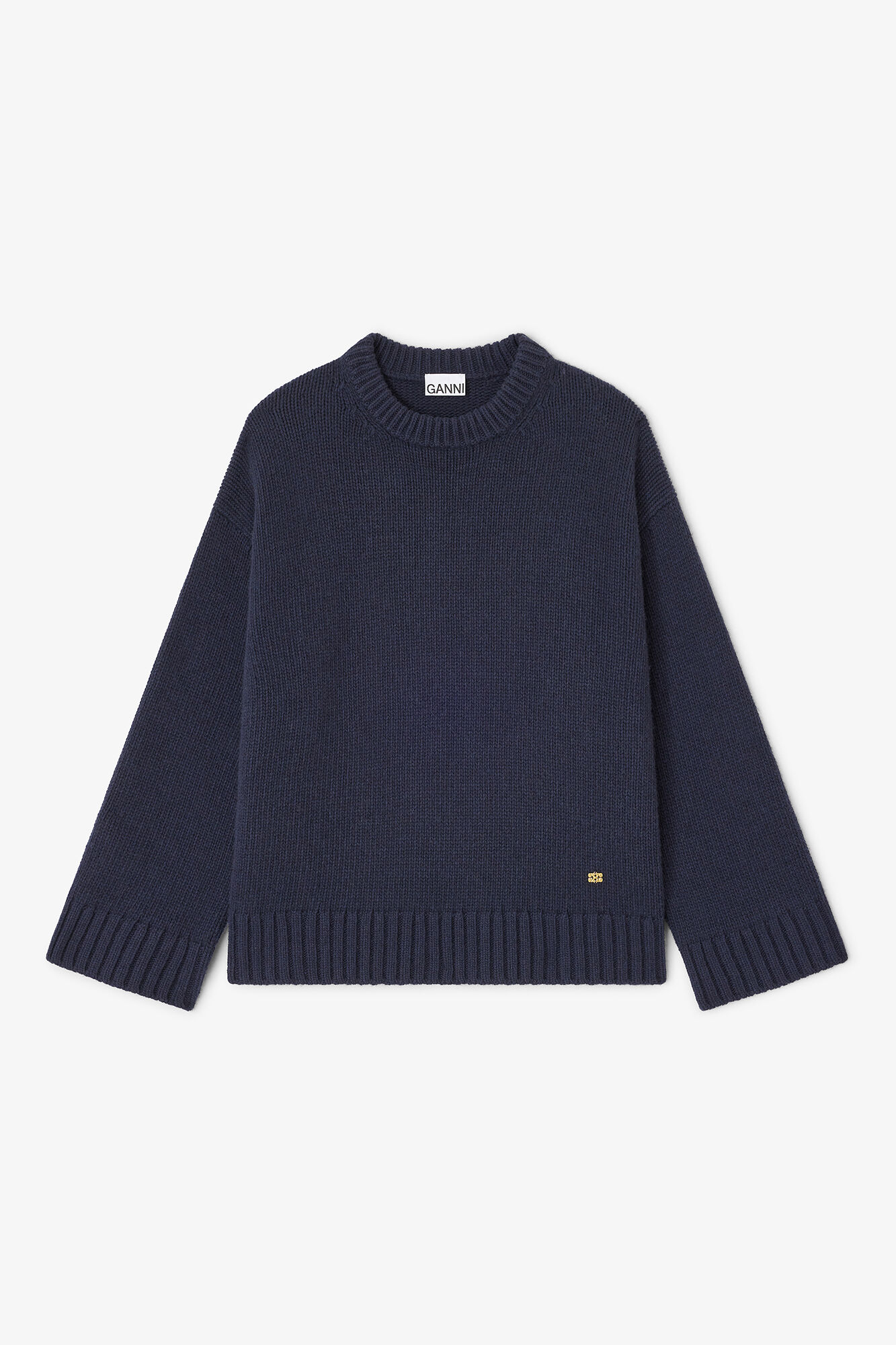 Dark Blue Wool Mix Sweater, Wool, in colour Sky Captain - 1 - GANNI