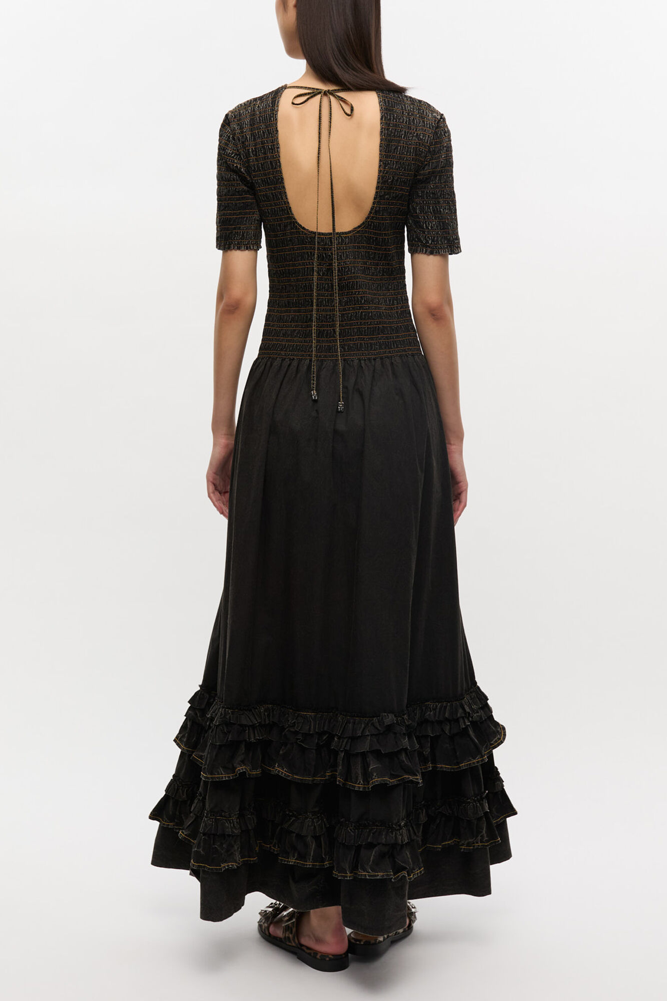 Black Washed Smock Dress, Organic Cotton, in colour Black - 2 - GANNI