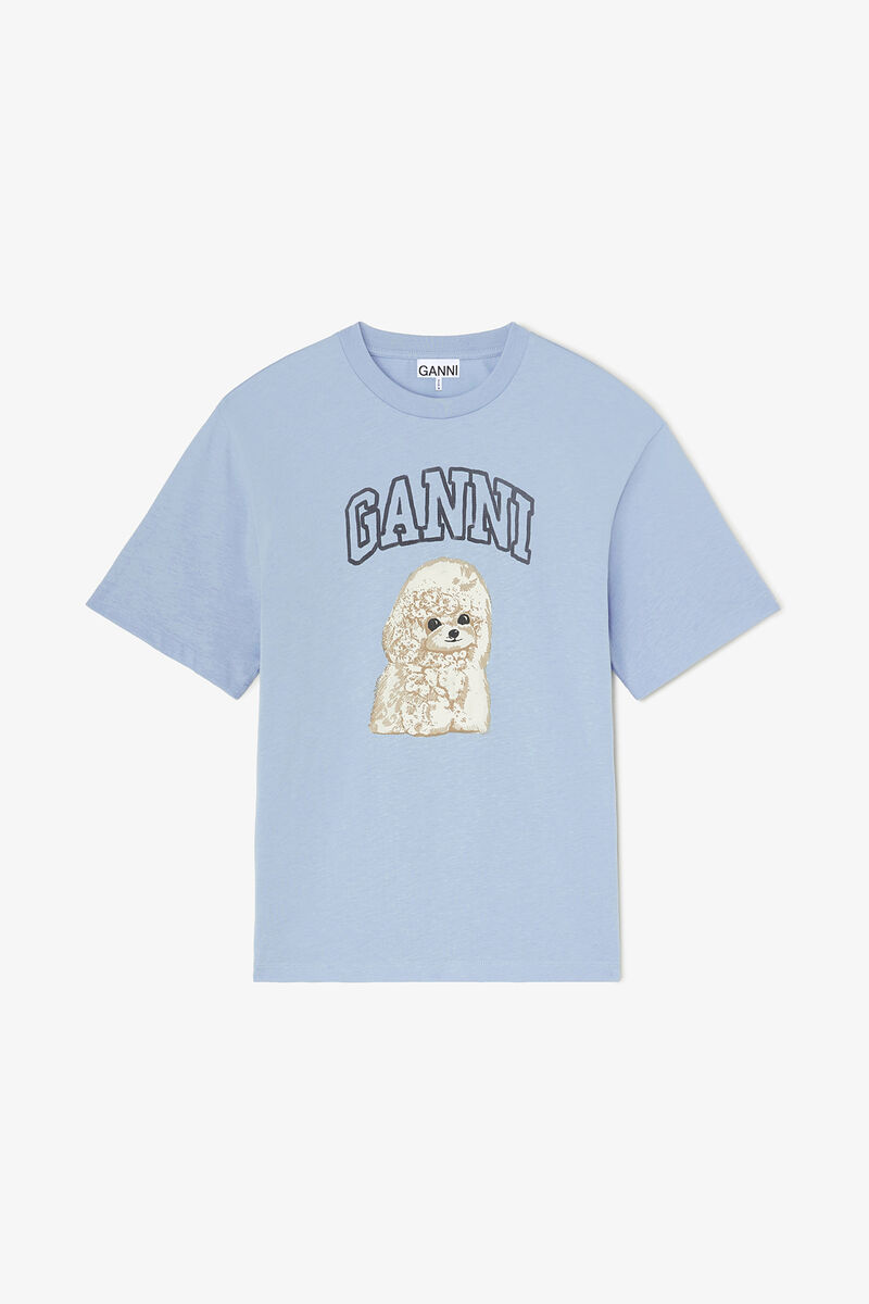 プードル Tシャツ, Organic Cotton, in colour Soft Chambray - 1 - GANNI