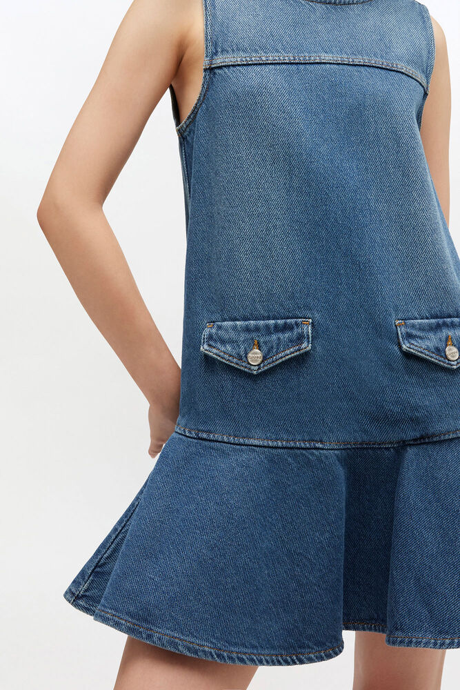 Light Denim Mini Dress, Dark Blue Vintage