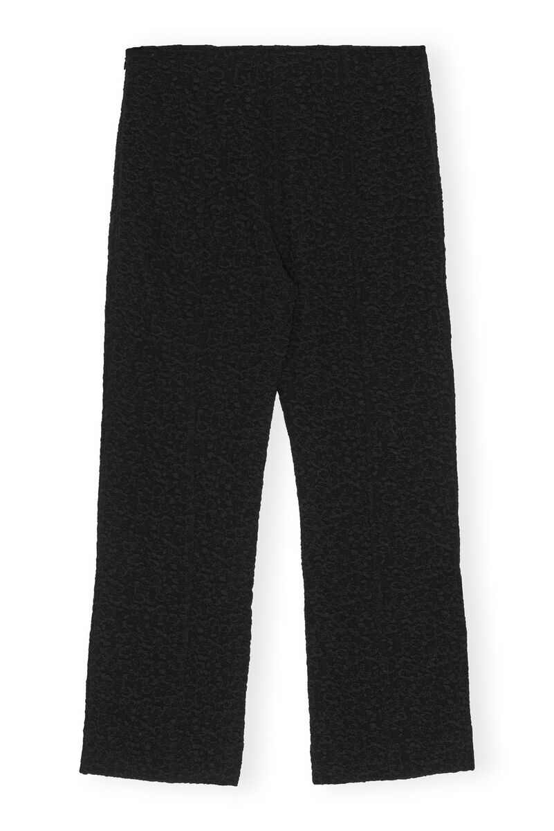 Black Textured Suiting Cropped Trousers, in colour Black - 2 - GANNI