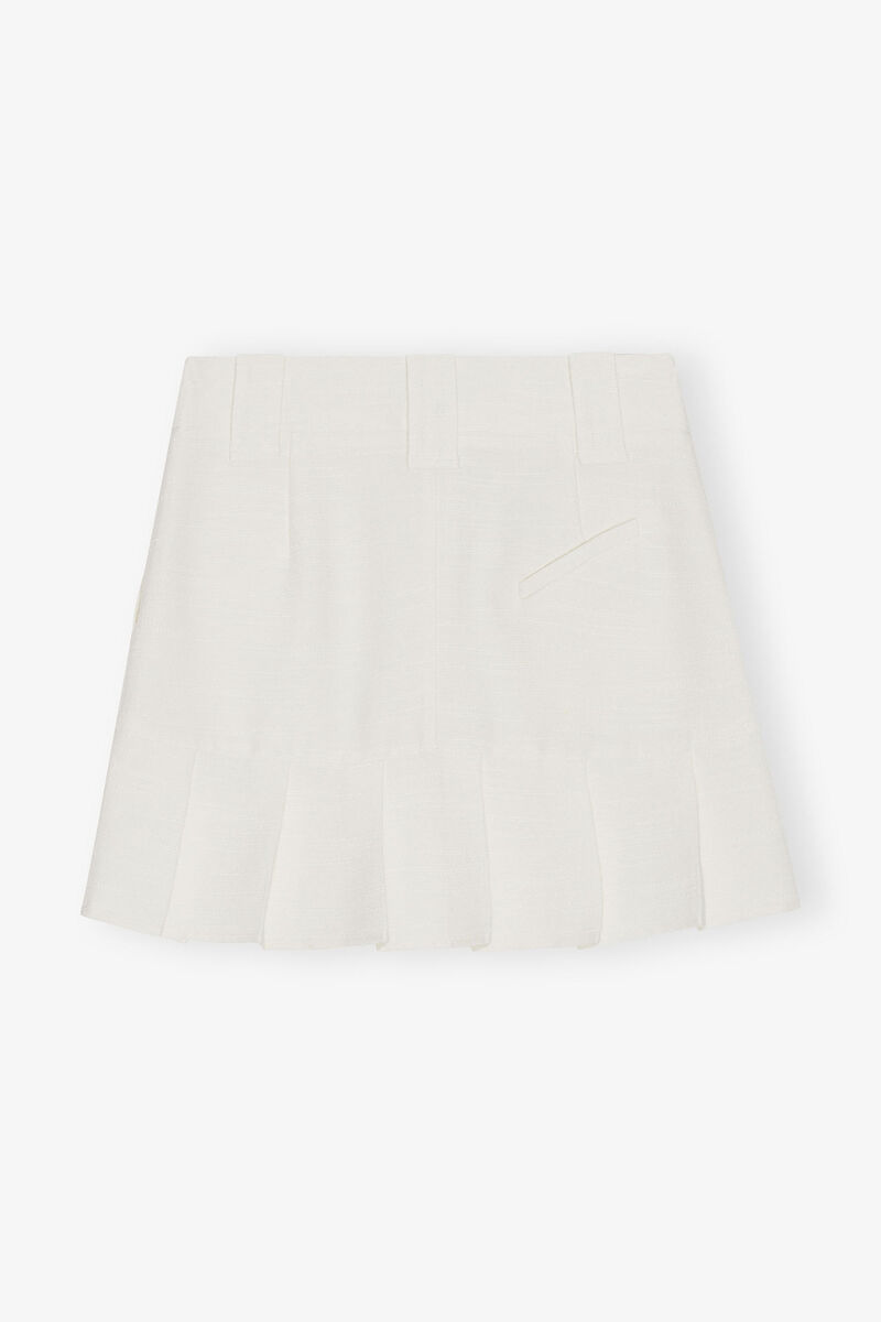 Slub Linen Mini Skirt, LENZING™ ECOVERO™, in colour Egret - 2 - GANNI