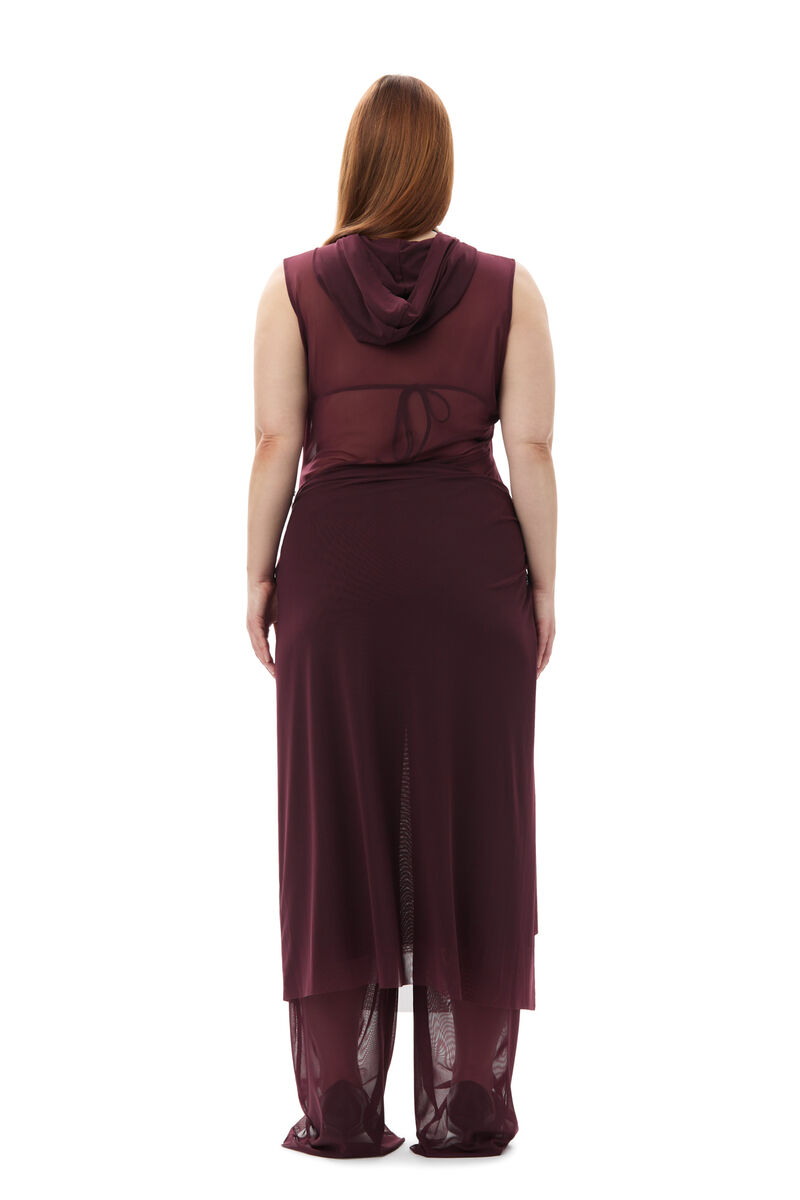 GANNI x Paloma Elsesser Mesh Sleeveless Layer-kjole, Recycled Nylon, in colour Port Royale - 4 - GANNI