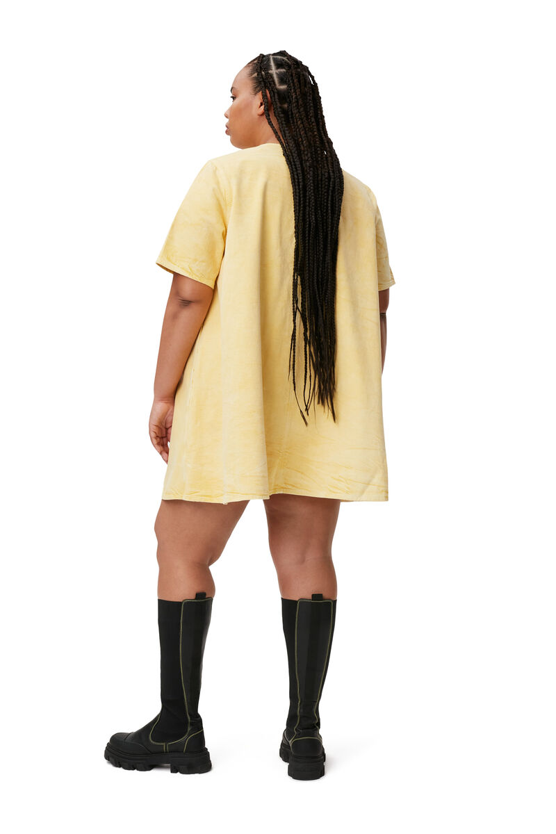 Robe courte trapèze, Cotton, in colour Natural Yellow - 7 - GANNI