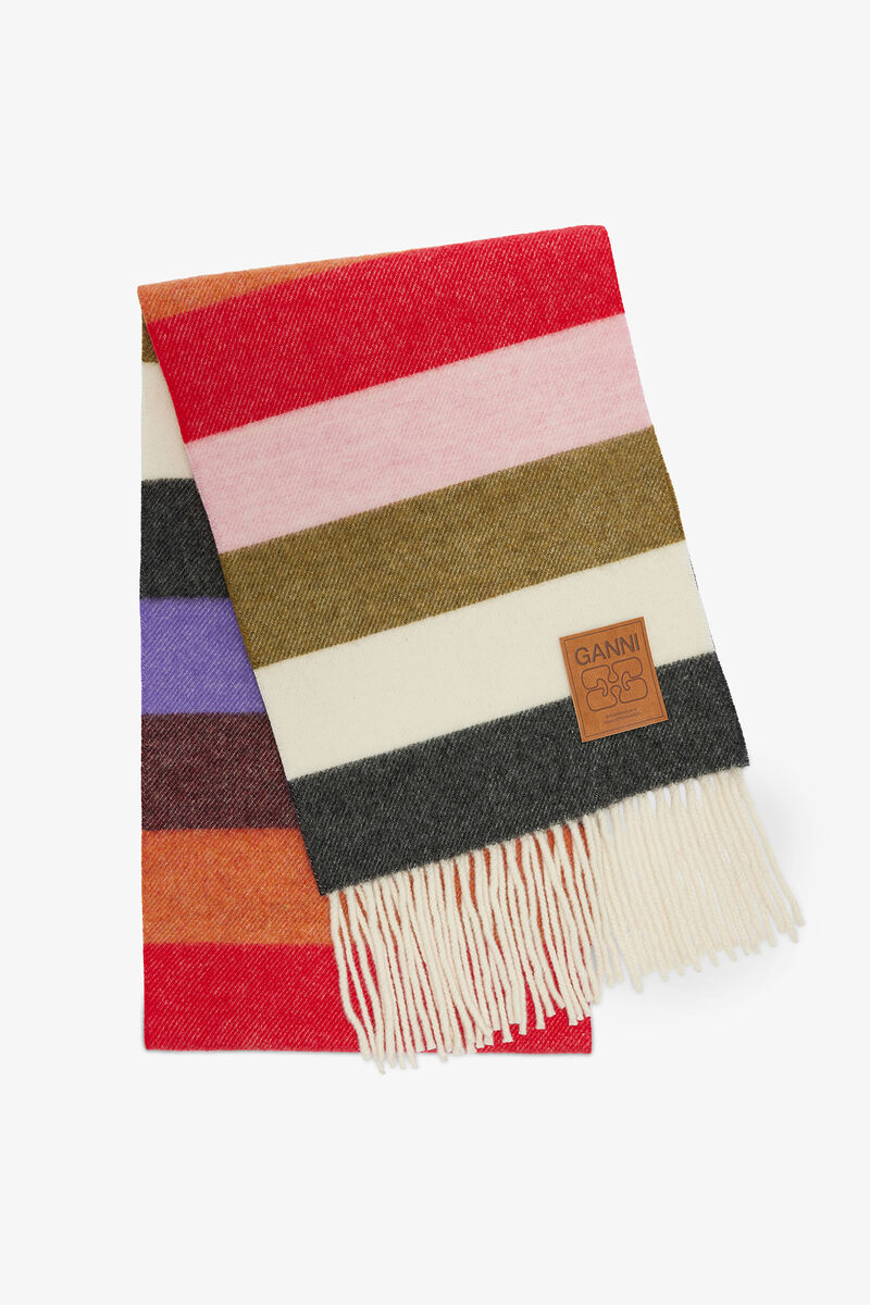 &Eacute;charpe en laine, Wool, in colour Multicolour - 1 - GANNI