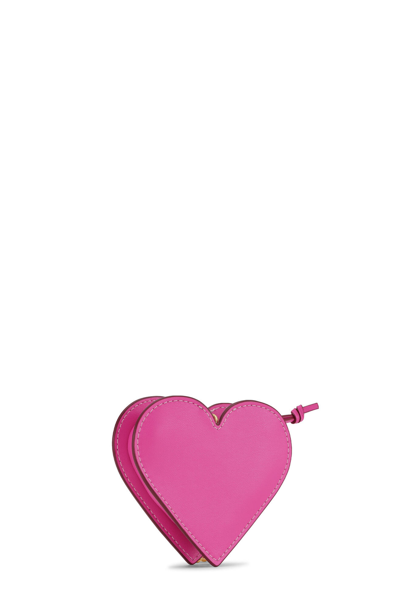 Pink Funny Heart Zipped Coin Purse, Polyester, in colour Shocking Pink - 2 - GANNI