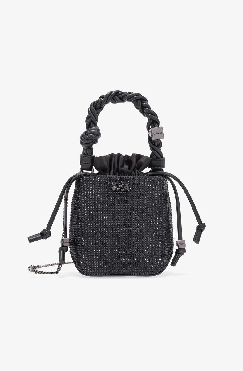 Black Mini GANNI Bou Bucket Bag, Recycled Polyester, in colour Black - 1 - GANNI