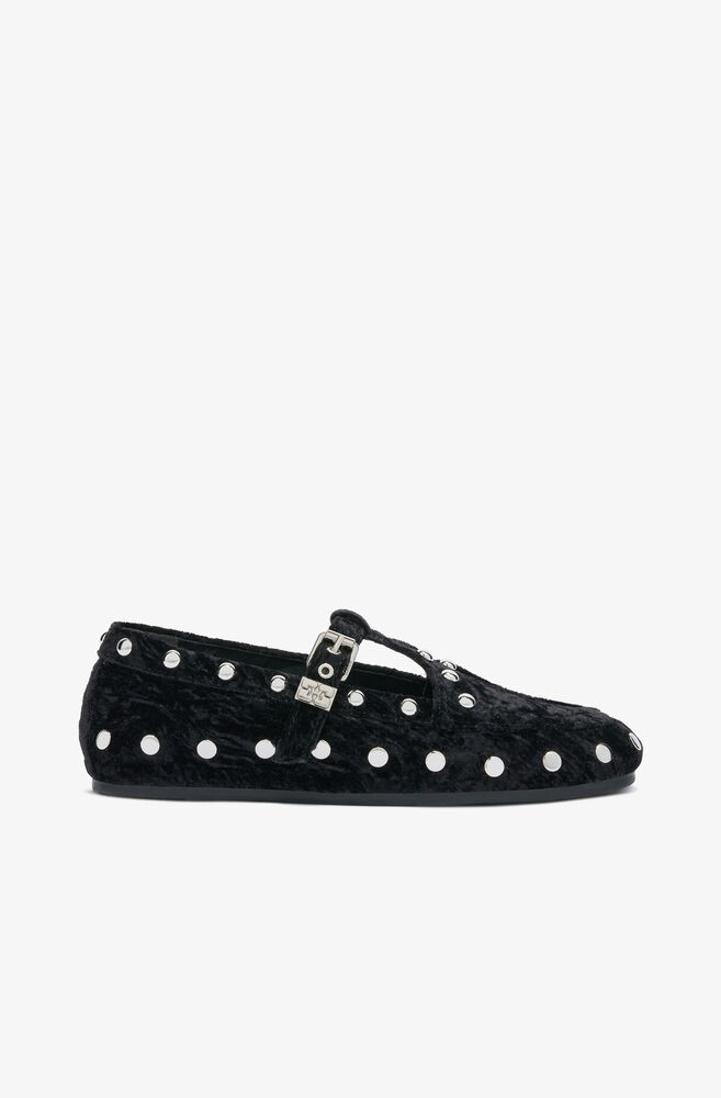 Mary Jenny Moccasins in Black Velvet, Black