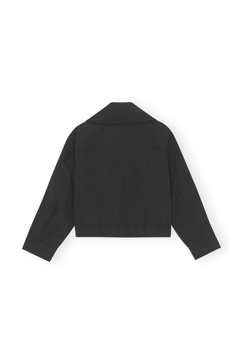 Heavy Twill Wide Collar Jacket, in colour Black - 2 - GANNI