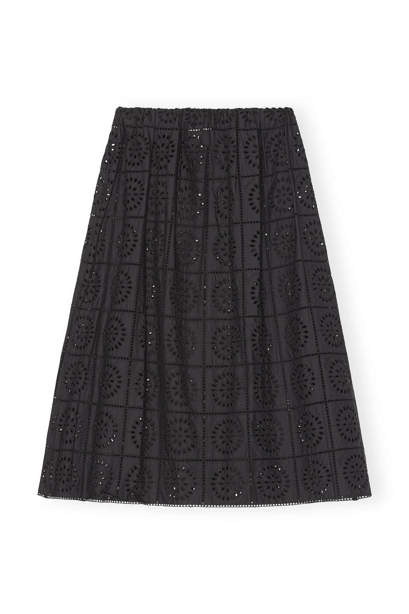 Broderie Anglaise Skirt, Cotton, in colour Black - 1 - GANNI
