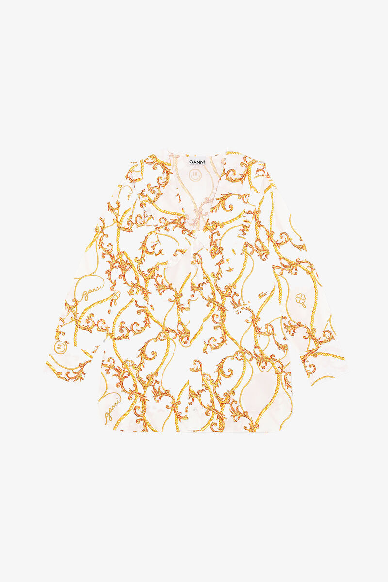 Relaxed Poplin Collar Shirt, Cotton, in colour Egret - 1 - GANNI