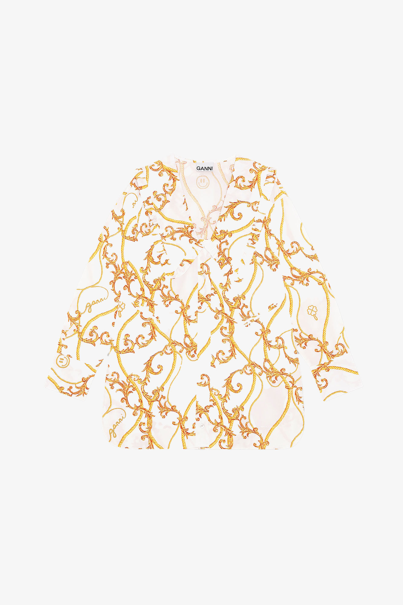 Relaxed Poplin Collar Shirt, Cotton, in colour Egret - 1 - GANNI