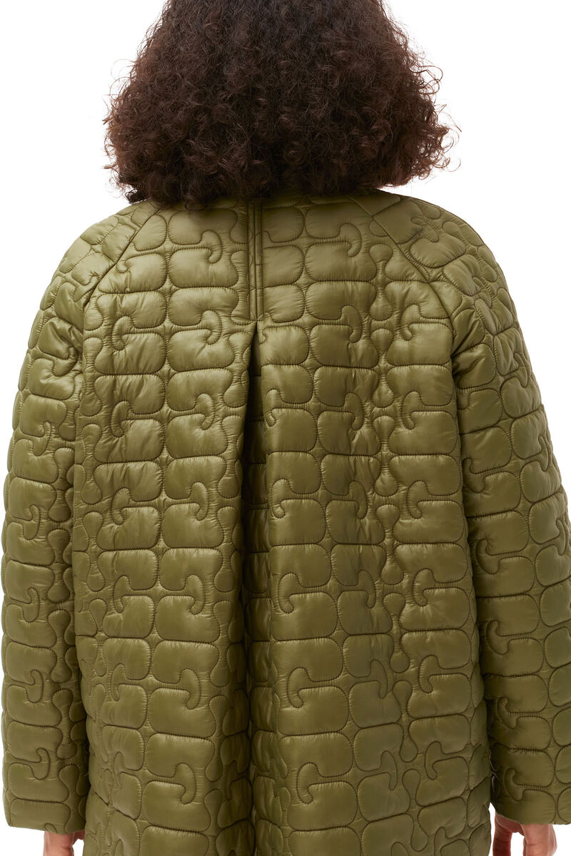 Shiny Quilt Jacket, Nylon, in colour Spaghnum - 2 - GANNI