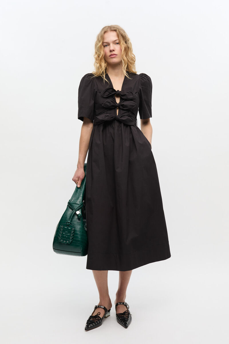 Robe en coton extensible noire, Elastane, in colour Black - 1 - GANNI