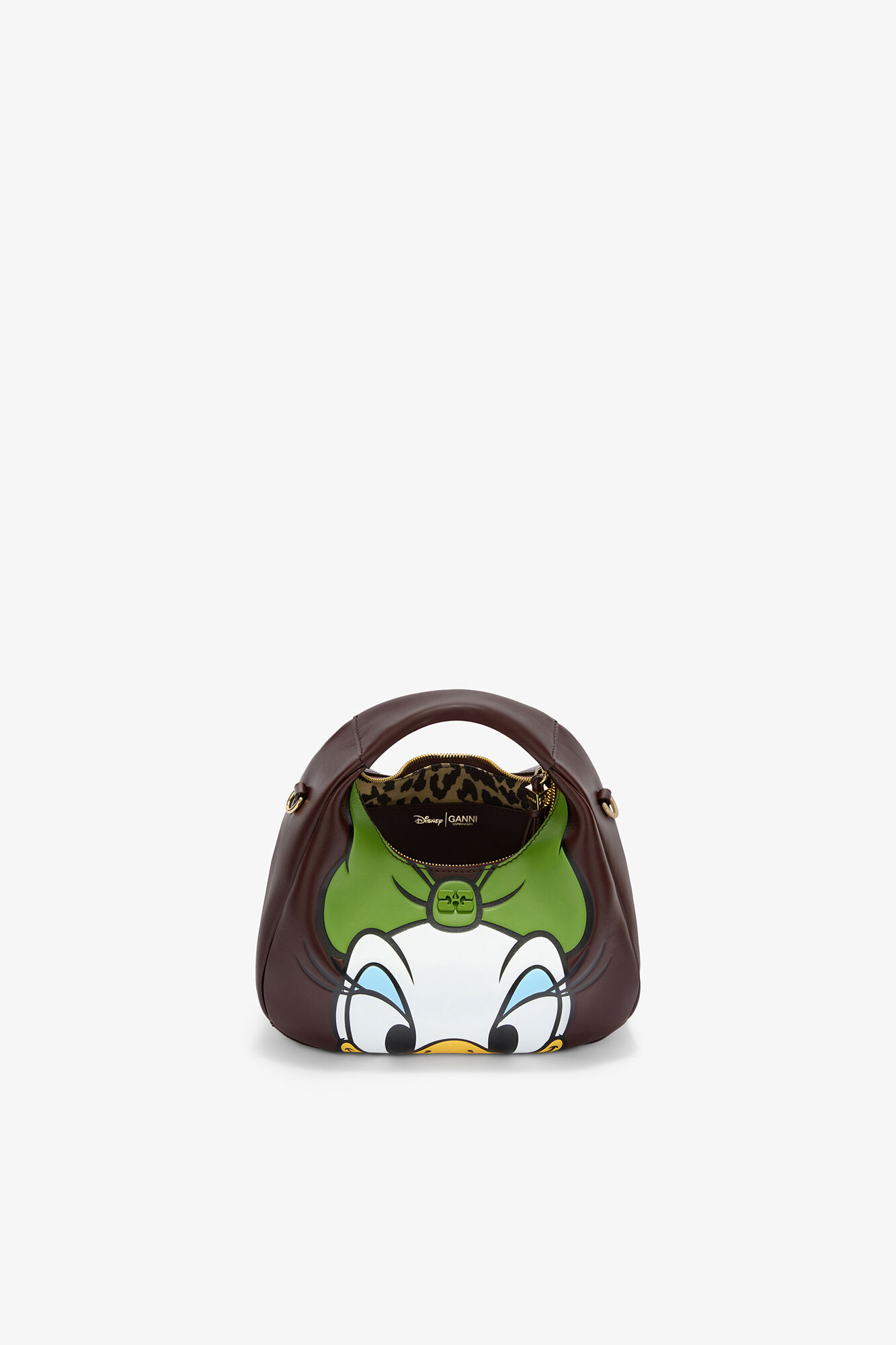 Daisy Duck Mini Hobo Bag in Brown, Recycled Leather, in colour Seal Brown - 3 - GANNI