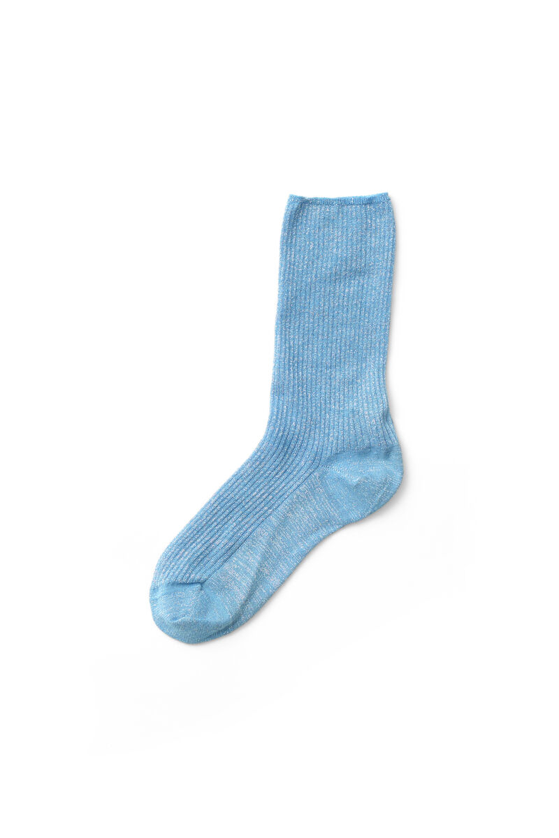 Adler Rib Ankle Socks, in colour Cyan Blue - 1 - GANNI