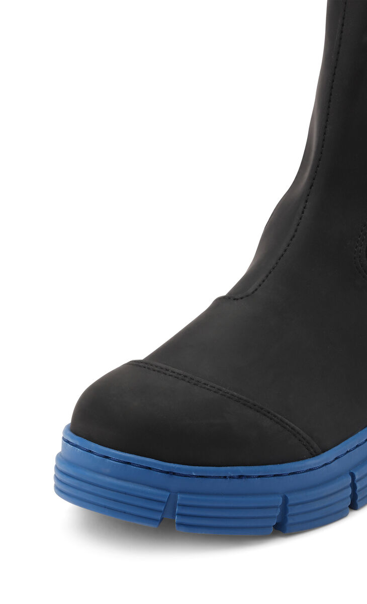 Recycled Rubber City Boots, in colour Black/Dazzling Blue - 3 - GANNI