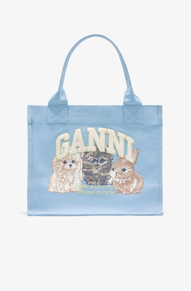 Großer blauer Tote mit Animalprint, Soft Chambray