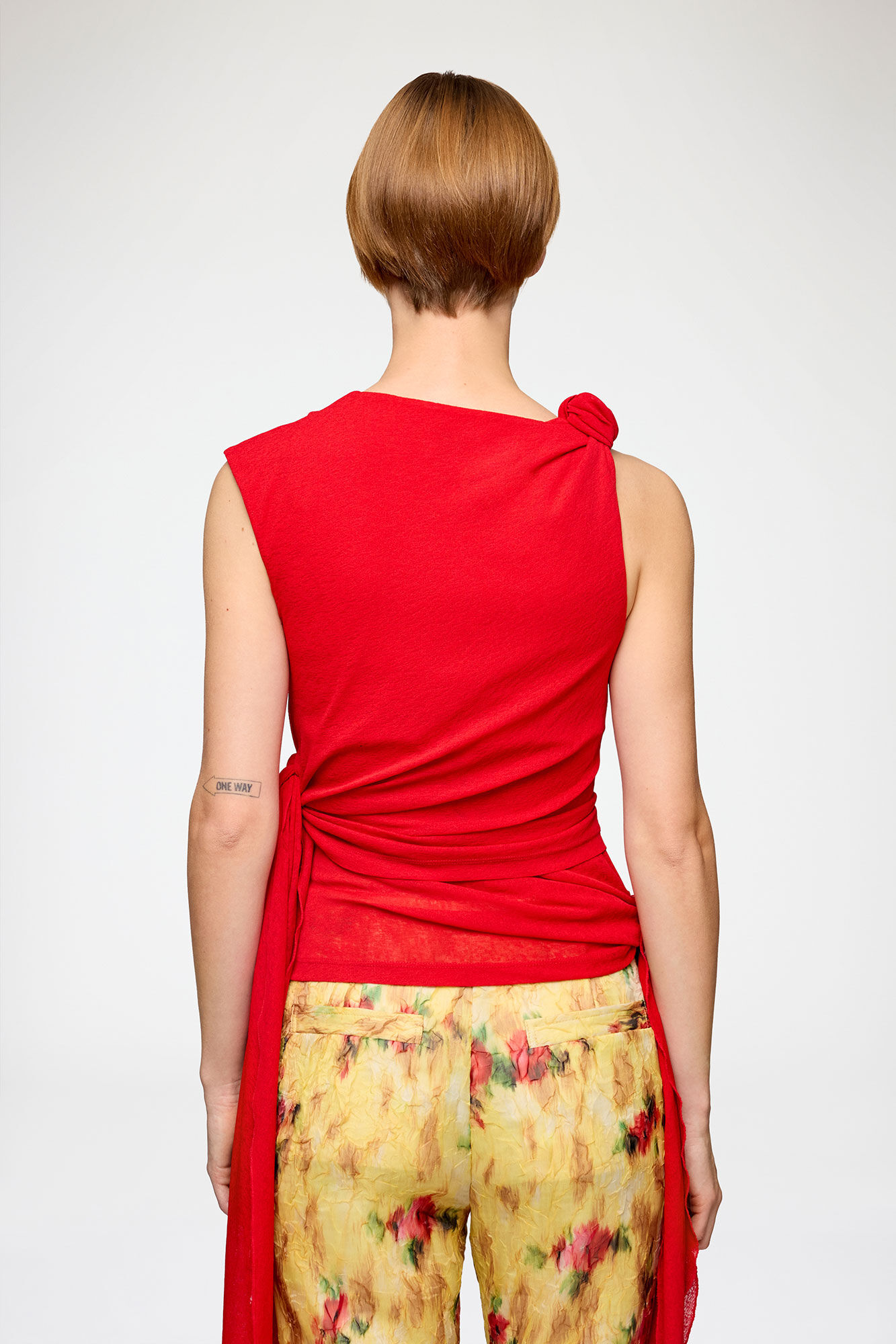 Haut en maille chin&eacute;e, Recycled Polyester, in colour Goji Berry - 3 - GANNI