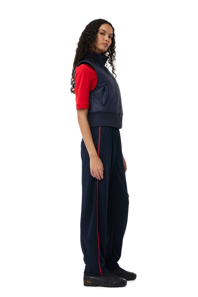 Sporty Jersey Loose Trousers, Recycled Polyester, in colour Sky Captain - 3 - GANNI