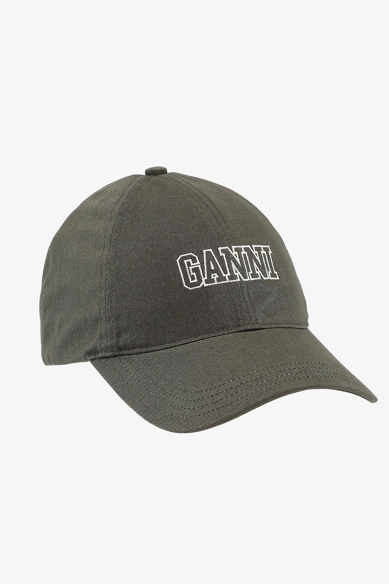 Green Embroidered Logo Cap, Cotton, in colour Kalamata - 1 - GANNI