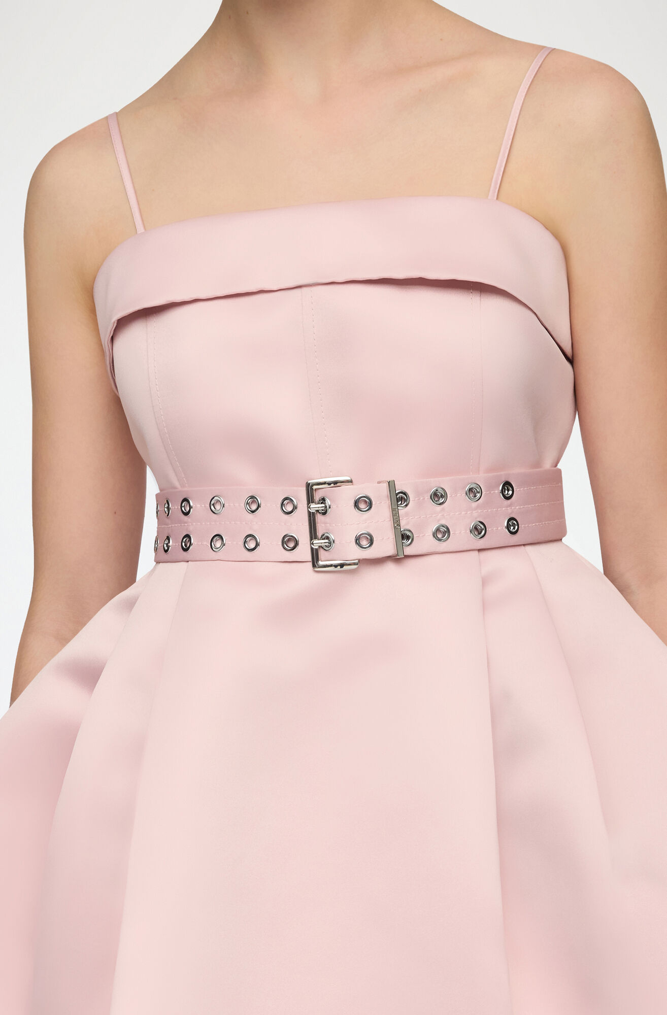 Dress in Pink Satin, Recycled Polyester, in colour Potpourri - 3 - GANNI