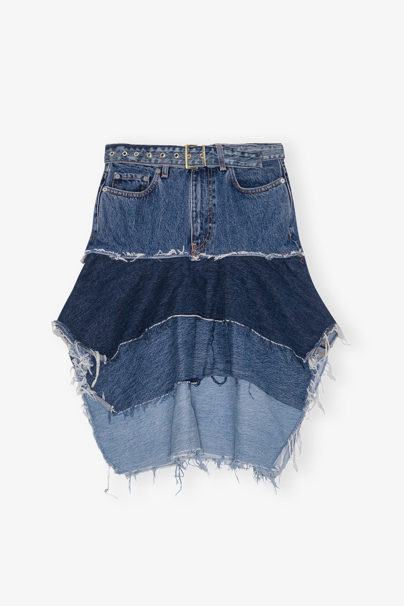 Reworked Denim Top, Cotton, in colour Denim - 1 - GANNI
