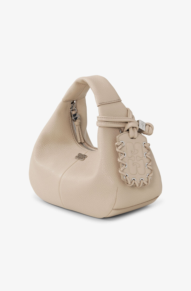 Mini sac Hobo gris clair, Polyurethane, in colour White Pepper - 2 - GANNI