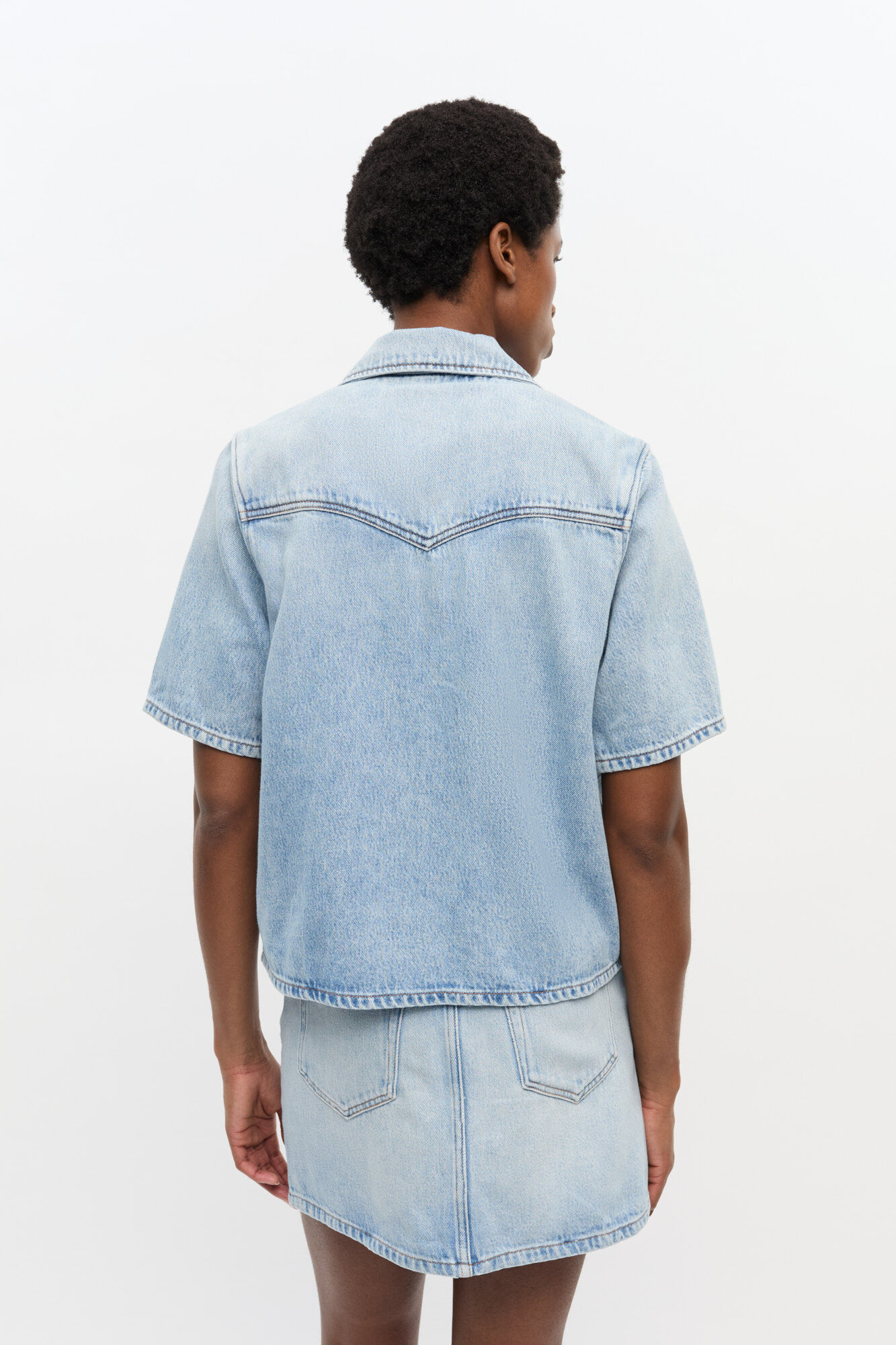 Light Blue Denim Shirt, Lyocell, in colour Light Blue Stone - 3 - GANNI